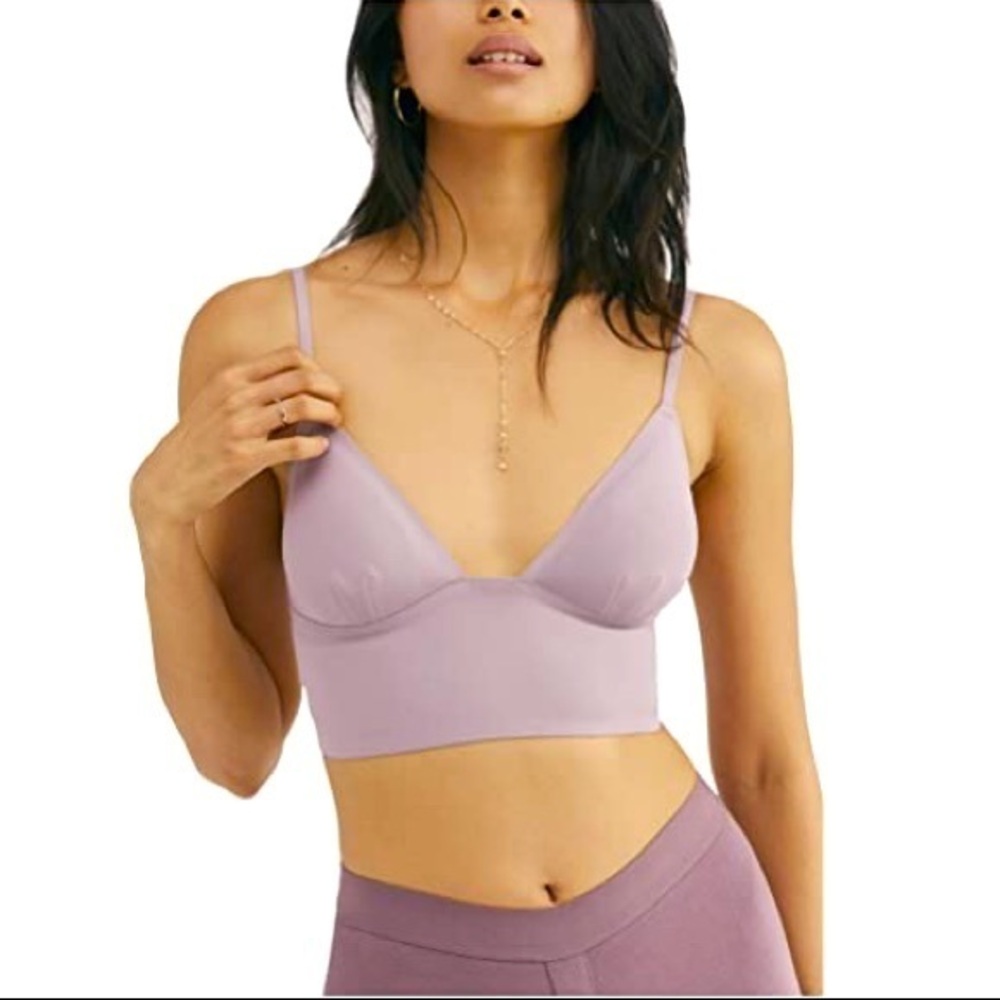 Free People Sage Longline Bra Bralette Small Amethyst Bra Light Purple NEW NWT